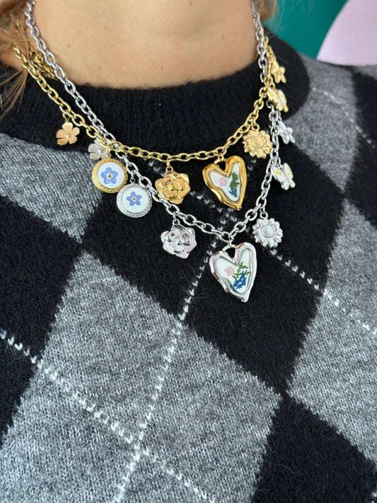 Collana Cuore Fiorato
