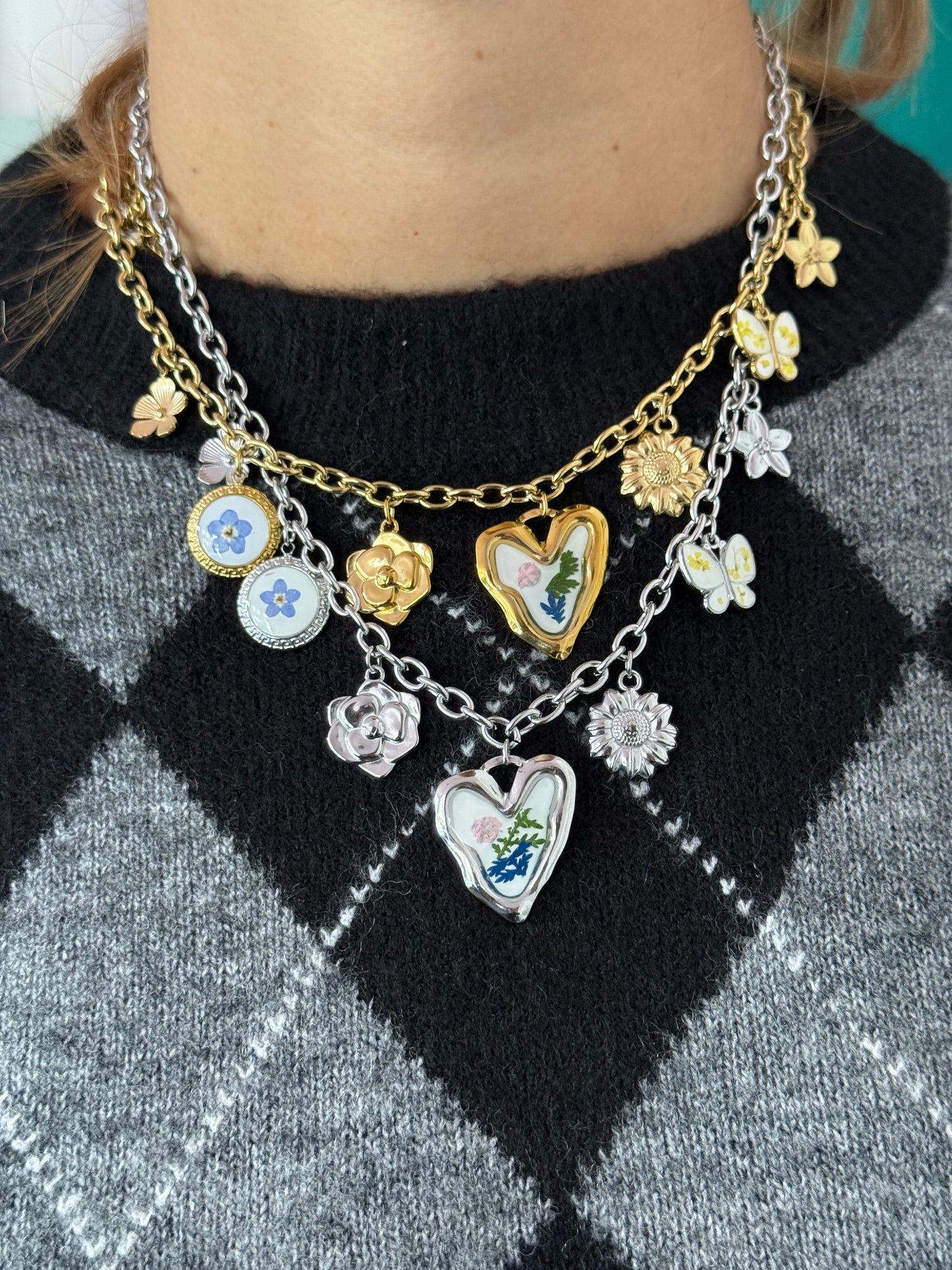 Collana Cuore Fiorato